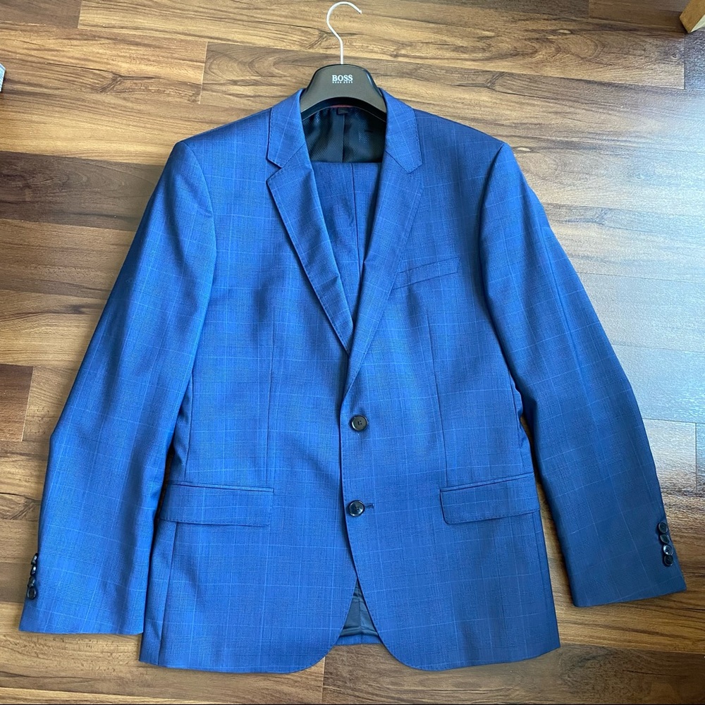 HUGO BOSS Men Suit set 42 R - Plaid Navy